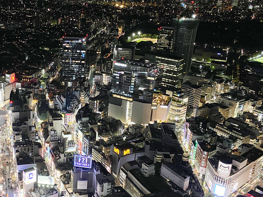 渋谷パルコと周辺の夜景